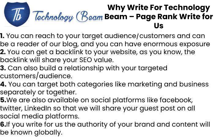 Why Write For Technology Beam – Page Rank Write for Us