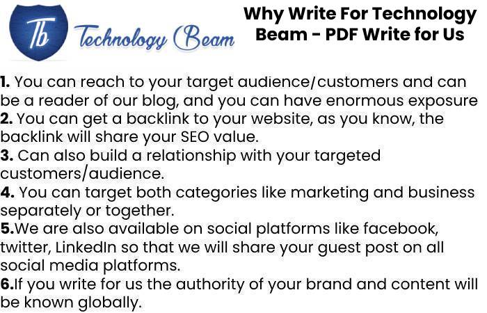 Why Write For Technology Beam - PDF Write for Us