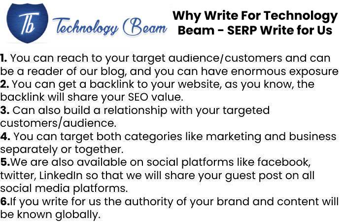 Why Write For Technology Beam - SERP Write for Us