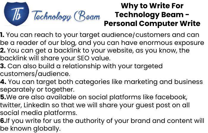 Why to Write For Technology Beam - Personal Computer Write for Us