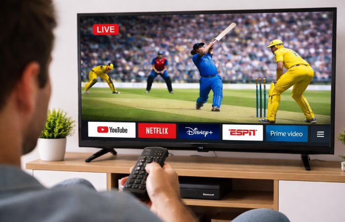 watching live sports through an official streaming service on a smart tv