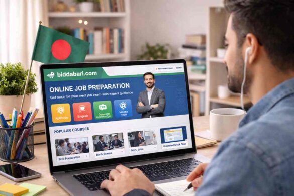 A student using Biddabari.com for online job preparation in Bangladesh
