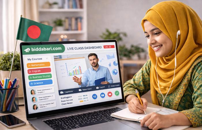 Live online class session on Biddabari platform for job seekers in Bangladesh