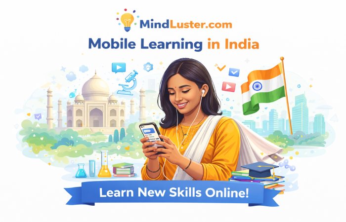 Student in India learning on mobile using MindLuster.com free courses