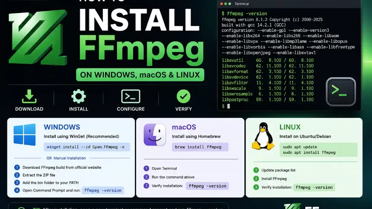 how to install ffmpeg: on Windows, macOS & Linux: Complete Guide